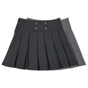 4 Button Front Pleated Skirt
